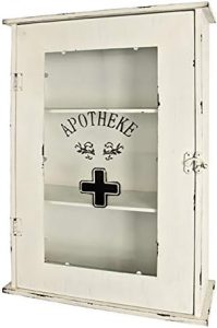 HAKU Möbel Industrial Regal weiß aus Metall mit Sicherheitsglas – B 43 cm x H 62 cm x T 17 cm für modernes Wohnen