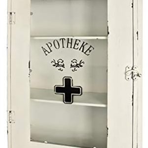 HAKU Möbel Industrial Regal weiß aus Metall mit Sicherheitsglas – B 43 cm x H 62 cm x T 17 cm für modernes Wohnen