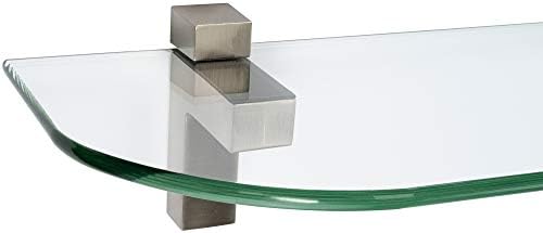 ib style® Glasregal 6mm mit Befestigungsclip QUADRO in Edelstahloptik – ideal für Wohn- und Dekorationsräume, 60 x 30 cm