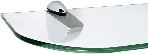 ib style® Glasregal 6mm mit Edelstahloptik und Befestigungsclip – Elegant für Badezimmer und Wohnbereiche, 60 x 12 cm