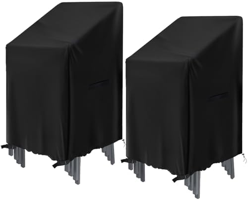 GARPROVM Schutzhülle für Gartenstühle - Wasserdichte Abdeckung für 2 Stapelstühle, Wetterfest & Robust für Balkon und Ga