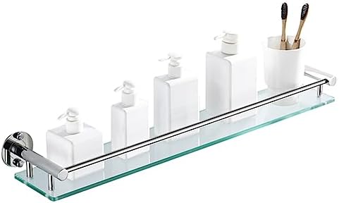 Hochwertiger Edelstahl 304 Glasregal für Badezimmer – 8 mm gehärtetes Glas, 50 cm, wandmontiert und platzsparend