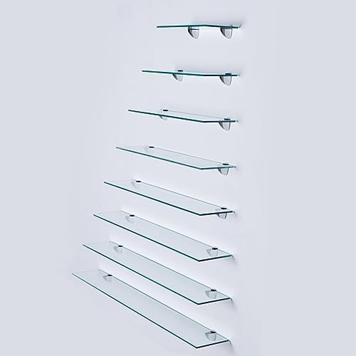 Euro Klarglas Duschregal - 6mm ESG Sicherheitsglas für Badezimmer, elegante Wandmontage, verschiedene Größen verfügbar (