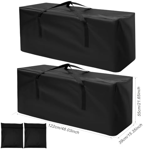 Gartenfreunde 2er Set Wasserdichte Aufbewahrungstasche für Gartenauflagen 173x76x51cm mit Reißverschluss und Tragegriff
