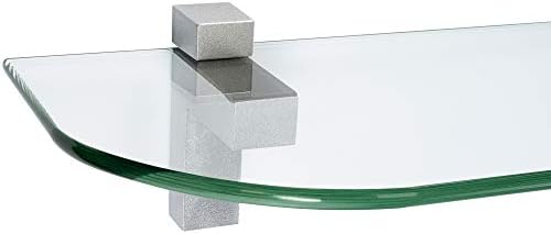 ib style® Glasregal 6mm mit Befestigungsclip QUADRO in Edelstahloptik – ideal für Wohn- und Dekorationsräume, 60 x 30 cm