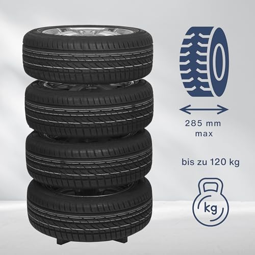 cartrend Reifenständer XL – Hohe Tragkraft 120 kg, ideal für Reifen bis 285 mm, schwarz