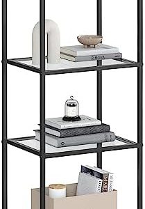 VASAGLE Glasregal 4 Ebenen - Eleganter Bücherregal & Präsentationsständer aus gehärtetem Glas für Badezimmer, Wohnzimmer