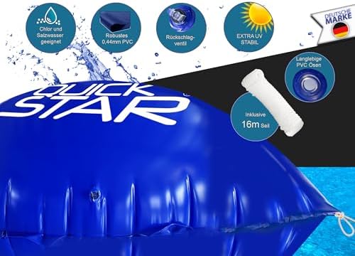 QUICK STAR Poolkissen Eckig 120x120 cm Blau | Hochwertiges PVC & Sicherheitsventil | Ideal für Winter-Poolpflege