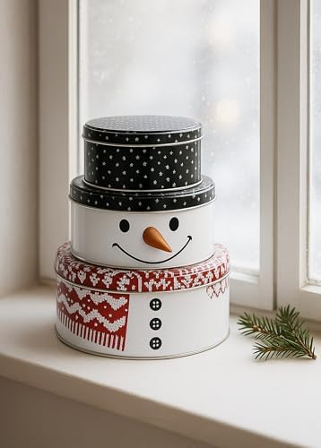 KAMACA 3er Set Keksdosen aus Metall mit Deckel – Praktische Plätzchen Aufbewahrung für Weihnachten, Advent und Winter