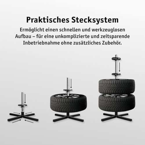 WALTER Reifenständer für PKW - Stabiler Felgenbaum bis 100 kg, schonend für 225 mm Reifen
