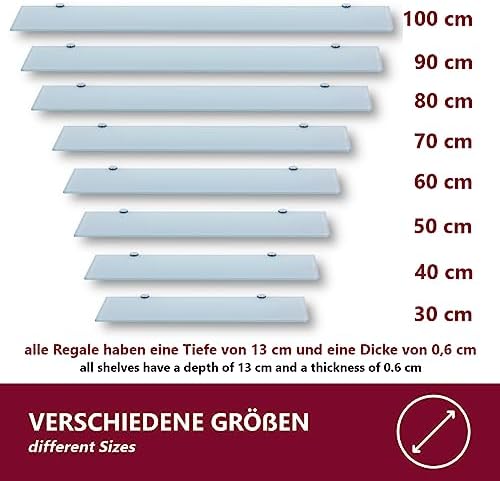Euro Klarglas Duschregal - 6mm ESG Sicherheitsglas für Badezimmer, elegante Wandmontage, verschiedene Größen verfügbar (