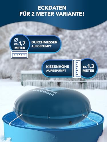 Poolkissen Winter XXL 2m - Überwinterungsluftkissen mit Doppelnaht & Reparaturset für optimalen Frostschutz im Pool