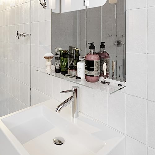 Euro Klarglas Duschregal - 6mm ESG Sicherheitsglas für Badezimmer, elegante Wandmontage, verschiedene Größen verfügbar (