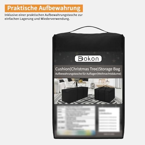 Dokon Aufbewahrungstasche für Gartenauflagen - Wasserdicht & Robust, Ideal für Weihnachtsbaum & Polster (200x60x75cm) -