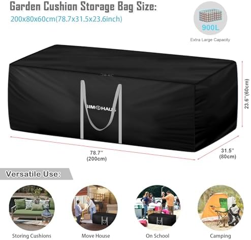 Gartenauflagen Aufbewahrungstasche von – Wasserdichte 420D Oxford Schutzhülle für Sitzpolster 150x60x80cm
