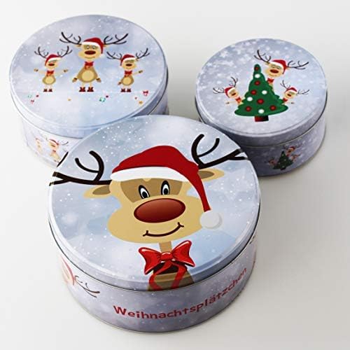 KAMACA 3er Set Keksdosen aus Metall mit Deckel – Praktische Plätzchen Aufbewahrung für Weihnachten, Advent und Winter