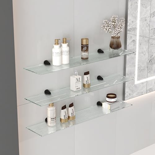 Euro Klarglas Duschregal - 6mm ESG Sicherheitsglas für Badezimmer, elegante Wandmontage, verschiedene Größen verfügbar (