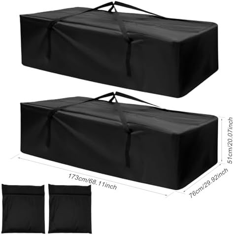 Gartenfreunde 2er Set Wasserdichte Aufbewahrungstasche für Gartenauflagen 173x76x51cm mit Reißverschluss und Tragegriff