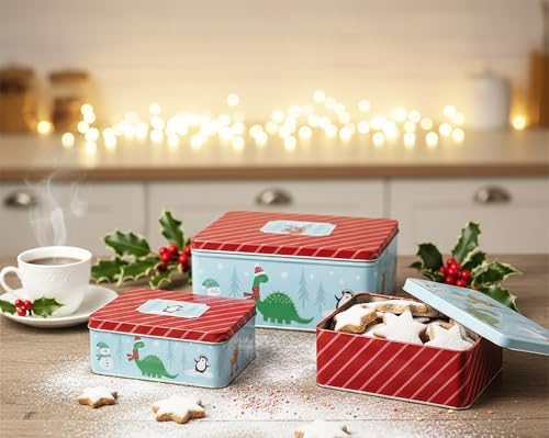 KAMACA 3er Set Keksdosen aus Metall mit Deckel – Praktische Plätzchen Aufbewahrung für Weihnachten, Advent und Winter