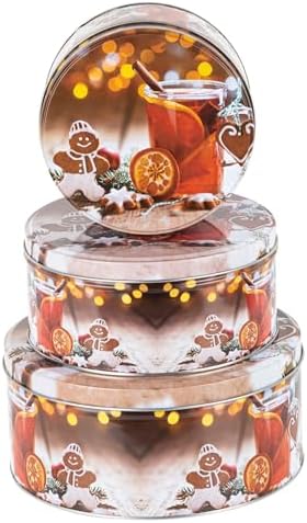 Bonsport Keksdosen Set 3-teilig rund – Elegante Weihnachtsgebäckdosen in Schwarz/Gold, perfekt als Geschenke!