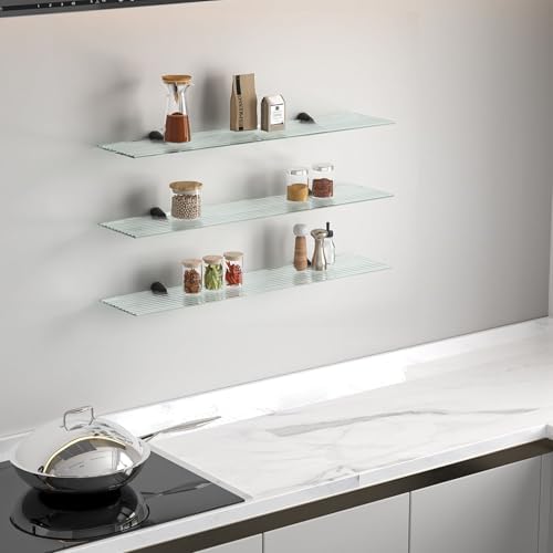 Euro Klarglas Duschregal - 6mm ESG Sicherheitsglas für Badezimmer, elegante Wandmontage, verschiedene Größen verfügbar (