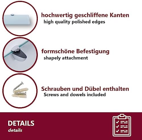 Euro Klarglas Duschregal - 6mm ESG Sicherheitsglas für Badezimmer, elegante Wandmontage, verschiedene Größen verfügbar (