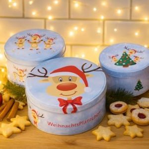 KAMACA 3er Set Keksdosen aus Metall mit Deckel – Praktische Plätzchen Aufbewahrung für Weihnachten, Advent und Winter