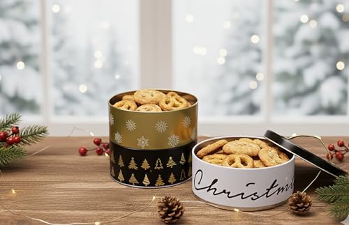 KAMACA 3er Set Keksdosen aus Metall mit Deckel – Praktische Plätzchen Aufbewahrung für Weihnachten, Advent und Winter