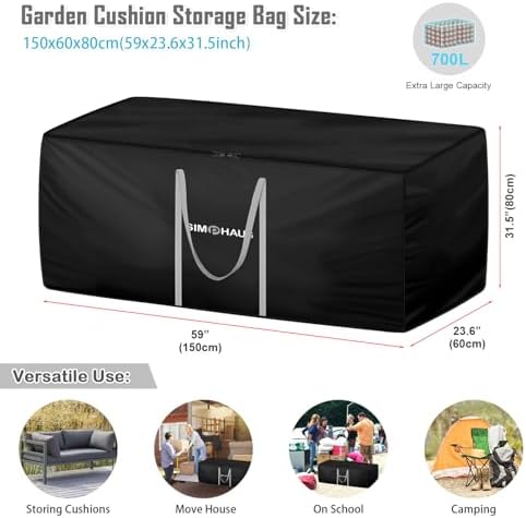 Gartenauflagen Aufbewahrungstasche von – Wasserdichte 420D Oxford Schutzhülle für Sitzpolster 150x60x80cm