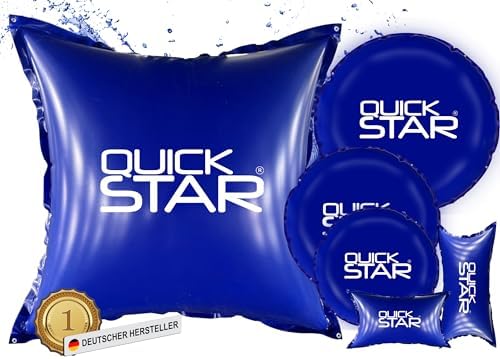 QUICK STAR Poolkissen Eckig 120x120 cm Blau | Hochwertiges PVC & Sicherheitsventil | Ideal für Winter-Poolpflege