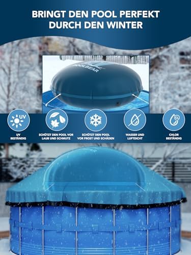 Poolkissen Winter XXL 2m - Überwinterungsluftkissen mit Doppelnaht & Reparaturset für optimalen Frostschutz im Pool