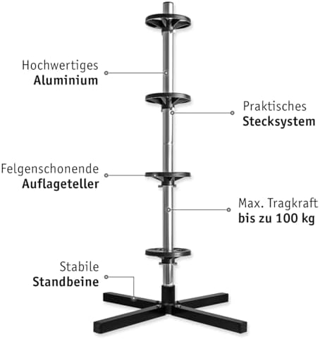 WALTER Reifenständer für PKW - Stabiler Felgenbaum bis 100 kg, schonend für 225 mm Reifen