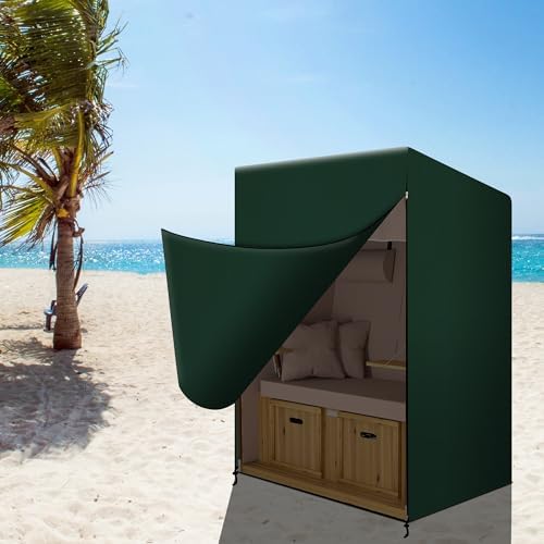 Funshot Strandkorb Schutzhülle Winterfest – Wasserdichte Abdeckhaube für Outdoor-Möbel, Grün, 125x90x165/135cm
