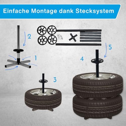 cartrend Reifenständer XL – Hohe Tragkraft 120 kg, ideal für Reifen bis 285 mm, schwarz