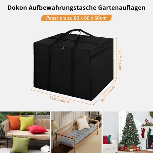 Dokon Aufbewahrungstasche für Gartenauflagen - Wasserdicht & Robust, Ideal für Weihnachtsbaum & Polster (200x60x75cm) -