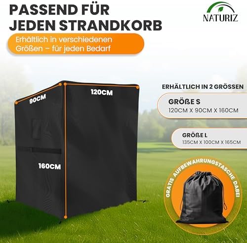 Naturiz® Premium Strandkorb Schutzhülle – Wetterfest & UV-beständig für den Winter – 600D Oxford mit Belüftungsfenstern,