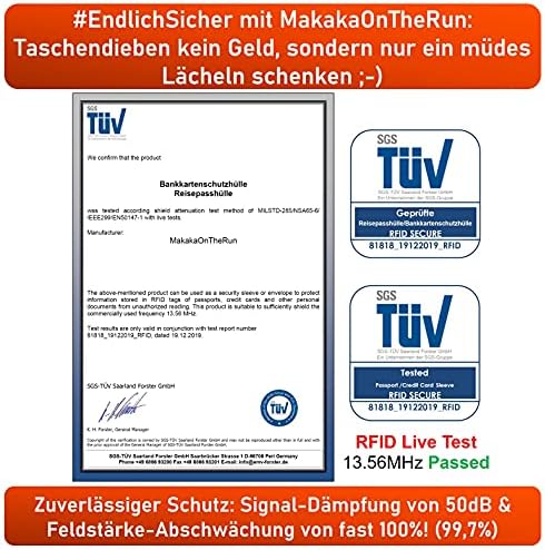 MakakaOnTheRun 15 Stk RFID Blocker Kartenhülle & Reisepass Hülle für sicheren Reisen - TÜV geprüft, ideal für Geldbörsen