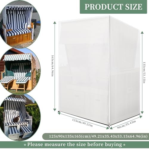 Funshot Strandkorb Schutzhülle Winterfest – Wasserdichte Abdeckhaube für Outdoor-Möbel, Grün, 125x90x165/135cm