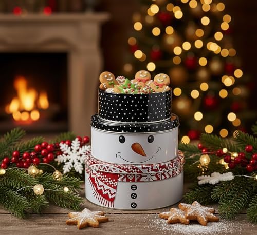 KAMACA 3er Set Keksdosen aus Metall mit Deckel – Praktische Plätzchen Aufbewahrung für Weihnachten, Advent und Winter