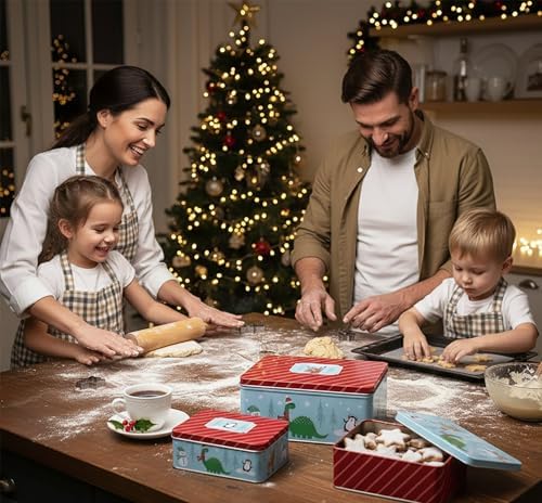 KAMACA 3er Set Keksdosen aus Metall mit Deckel – Praktische Plätzchen Aufbewahrung für Weihnachten, Advent und Winter