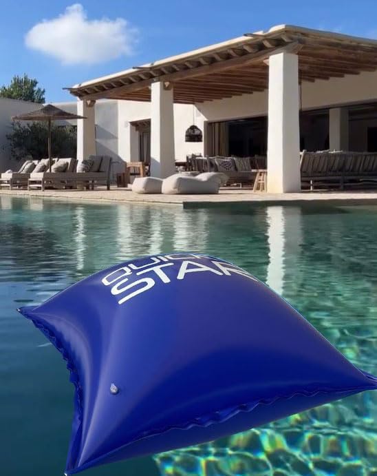 QUICK STAR Poolkissen Eckig 120x120 cm Blau | Hochwertiges PVC & Sicherheitsventil | Ideal für Winter-Poolpflege