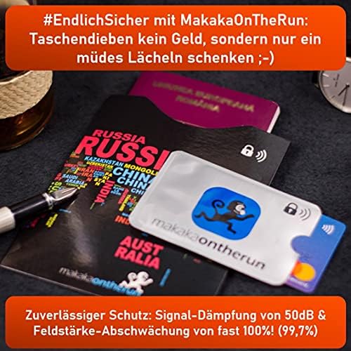 MakakaOnTheRun 15 Stk RFID Blocker Kartenhülle & Reisepass Hülle für sicheren Reisen - TÜV geprüft, ideal für Geldbörsen