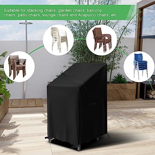 GARPROVM Schutzhülle für Gartenstühle - Wasserdichte Abdeckung für 2 Stapelstühle, Wetterfest & Robust für Balkon und Ga