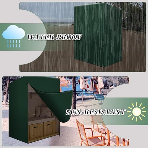 Funshot Strandkorb Schutzhülle Winterfest – Wasserdichte Abdeckhaube für Outdoor-Möbel, Grün, 125x90x165/135cm
