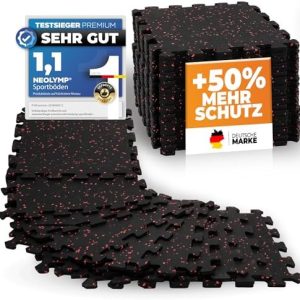 NEOLYMP Fitness Bodenschutzmatte 1 x 8 Matten - Extra Dicke & Robuste Naturkautschuk Puzzlematte für Gymnastik und Sport