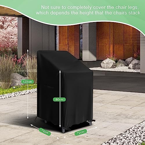 GARPROVM Schutzhülle für Gartenstühle - Wasserdichte Abdeckung für 2 Stapelstühle, Wetterfest & Robust für Balkon und Ga
