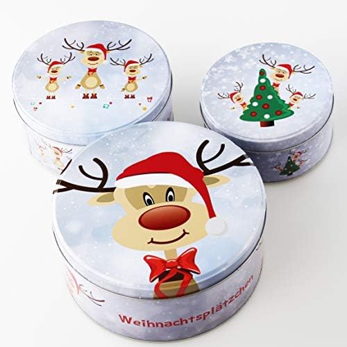 KAMACA 3er Set Keksdosen aus Metall mit Deckel – Praktische Plätzchen Aufbewahrung für Weihnachten, Advent und Winter