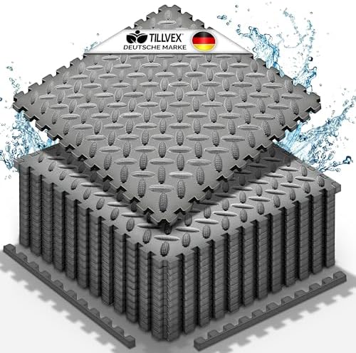 tillvex® Pool Bodenschutzmatte 24 Stück | Wärmeschutz für Pool & Planschbecken | Rutschfeste Unterlage für Outdoor-Spaß