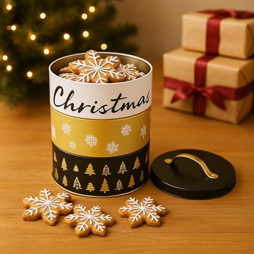 KAMACA 3er Set Keksdosen aus Metall mit Deckel – Praktische Plätzchen Aufbewahrung für Weihnachten, Advent und Winter