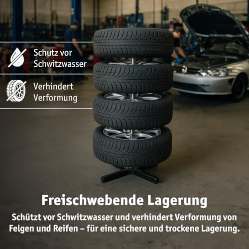WALTER Reifenständer für PKW - Stabiler Felgenbaum bis 100 kg, schonend für 225 mm Reifen